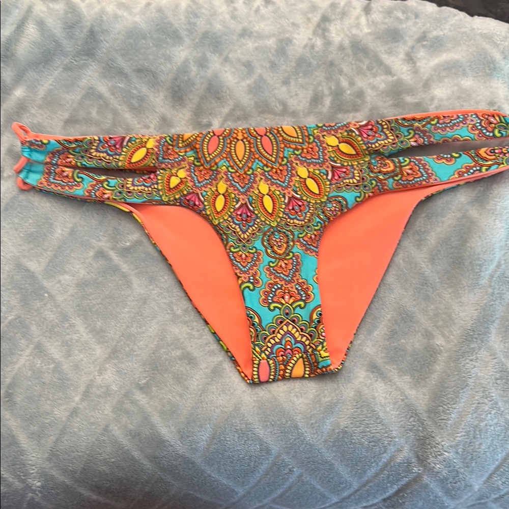 Luli Fama Orange and Blue Bikini Vibrant Swimwear